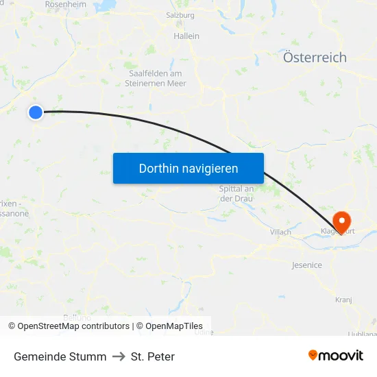 Gemeinde Stumm to St. Peter map