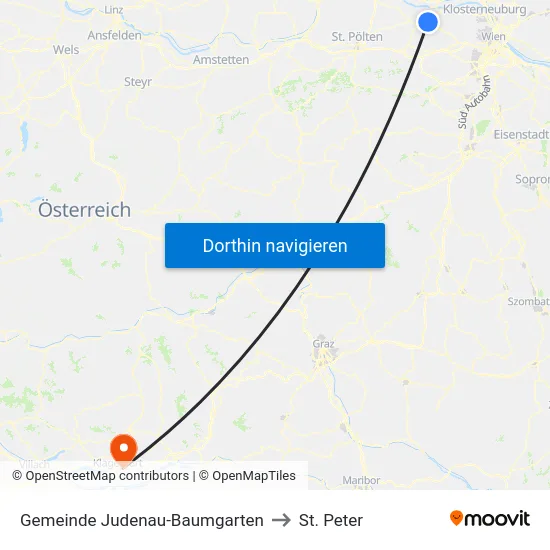 Gemeinde Judenau-Baumgarten to St. Peter map
