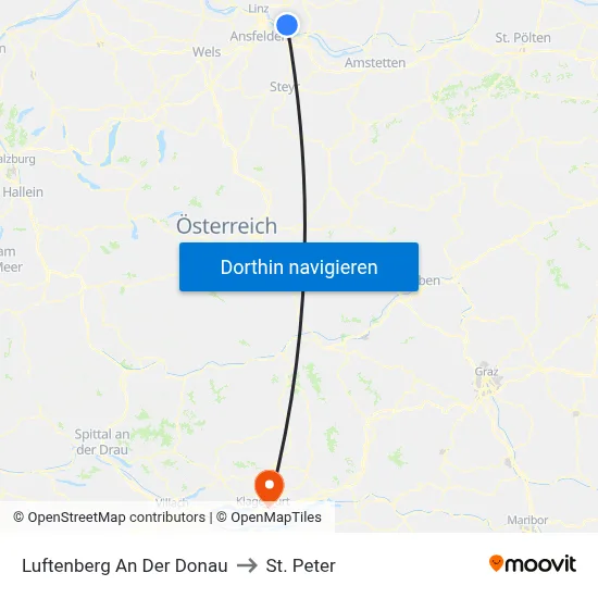 Luftenberg An Der Donau to St. Peter map