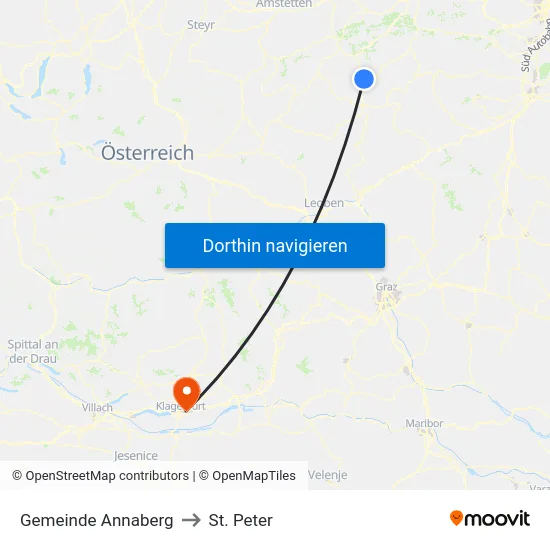 Gemeinde Annaberg to St. Peter map