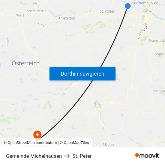 Gemeinde Michelhausen to St. Peter map