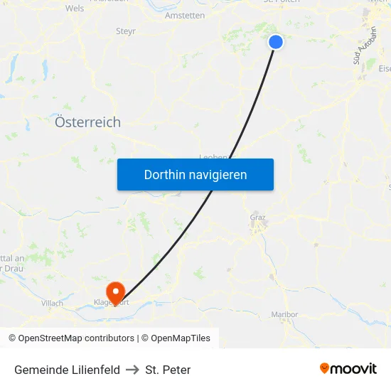 Gemeinde Lilienfeld to St. Peter map