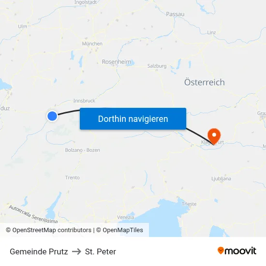 Gemeinde Prutz to St. Peter map