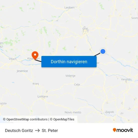 Deutsch Goritz to St. Peter map