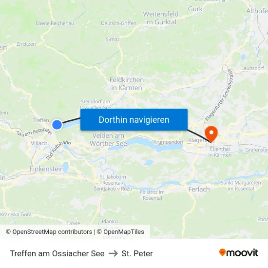Treffen am Ossiacher See to St. Peter map