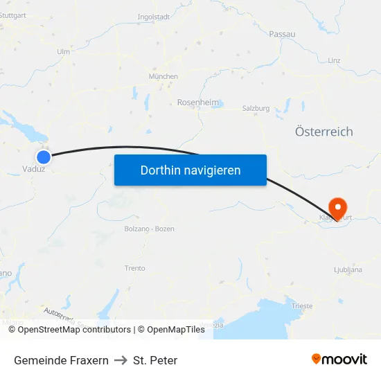 Gemeinde Fraxern to St. Peter map