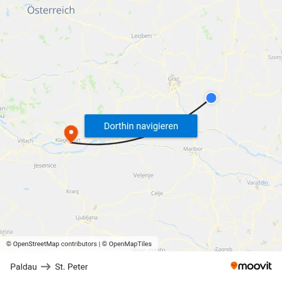 Paldau to St. Peter map