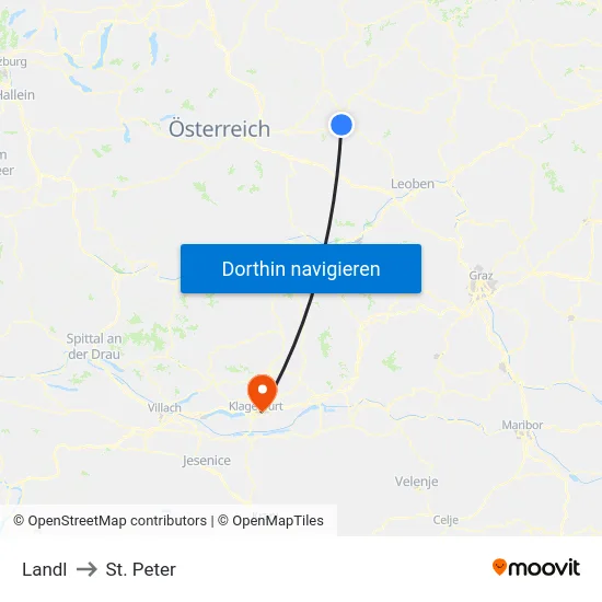 Landl to St. Peter map