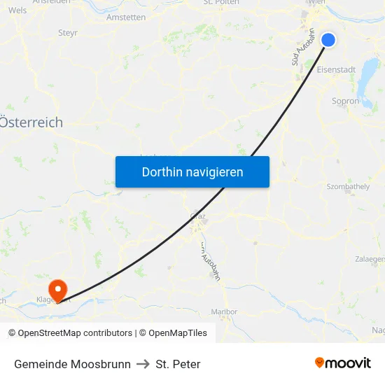 Gemeinde Moosbrunn to St. Peter map
