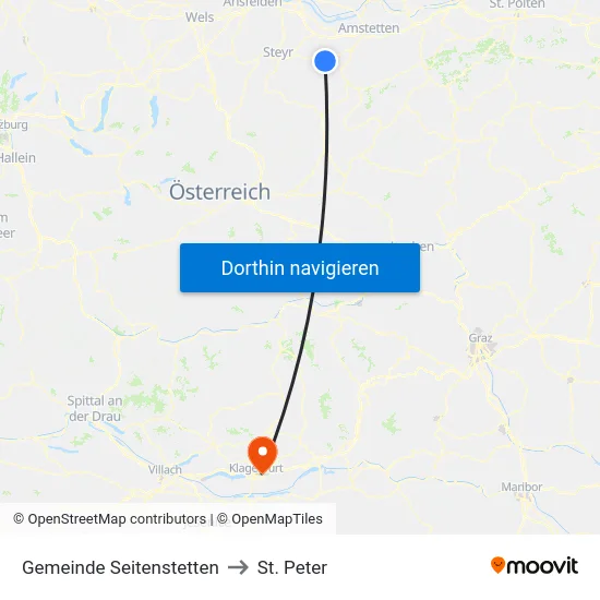 Gemeinde Seitenstetten to St. Peter map