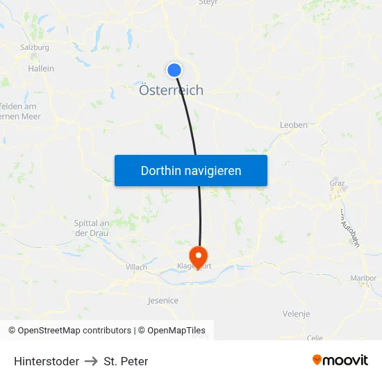 Hinterstoder to St. Peter map