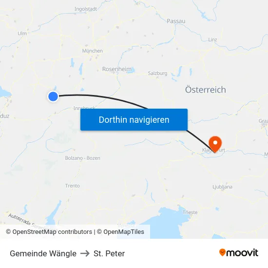 Gemeinde Wängle to St. Peter map