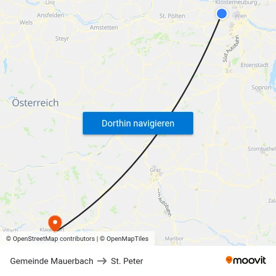 Gemeinde Mauerbach to St. Peter map