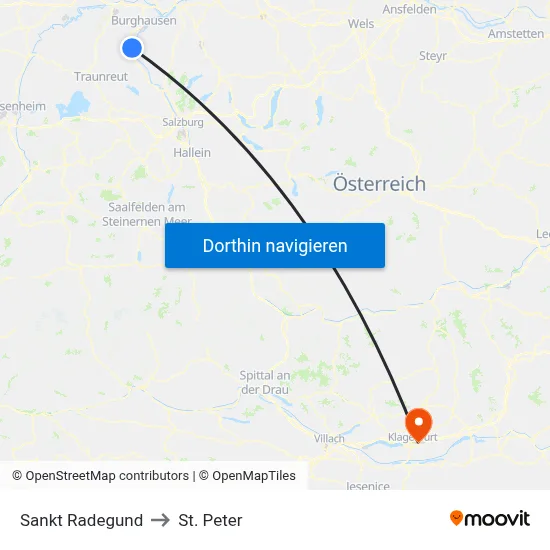 Sankt Radegund to St. Peter map