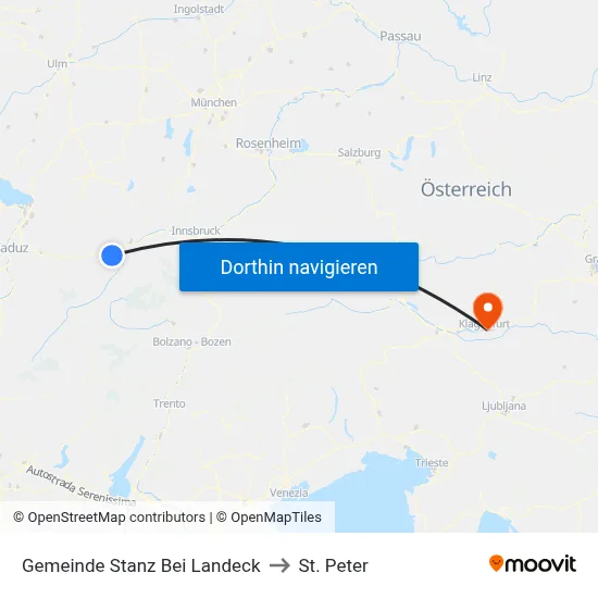 Gemeinde Stanz Bei Landeck to St. Peter map