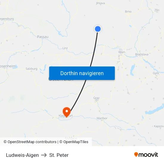 Ludweis-Aigen to St. Peter map