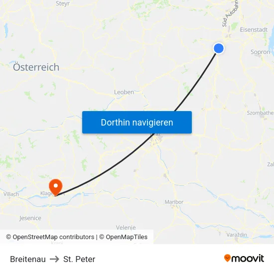 Breitenau to St. Peter map