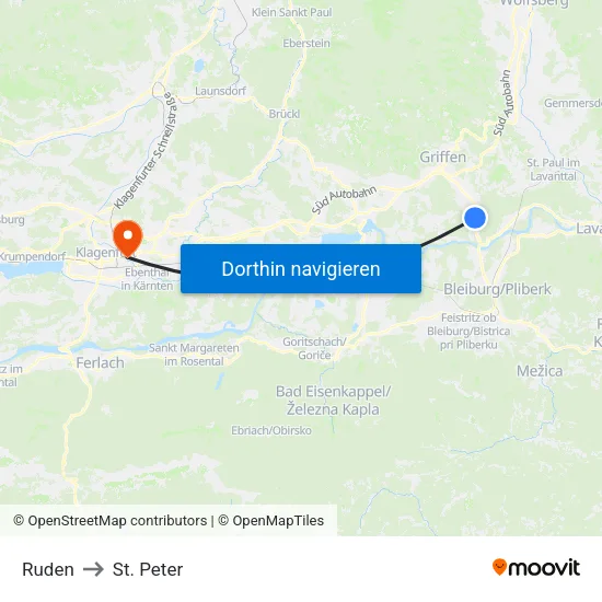 Ruden to St. Peter map