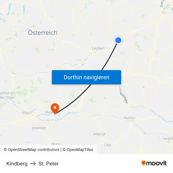 Kindberg to St. Peter map