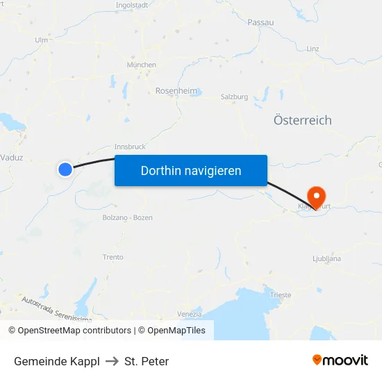 Gemeinde Kappl to St. Peter map