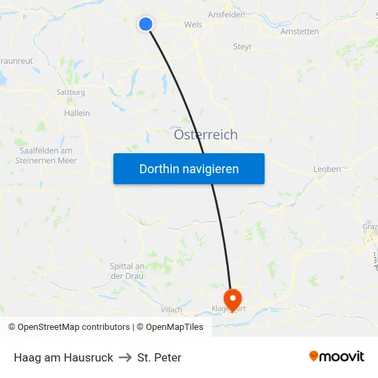 Haag am Hausruck to St. Peter map