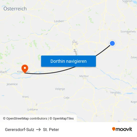 Gerersdorf-Sulz to St. Peter map