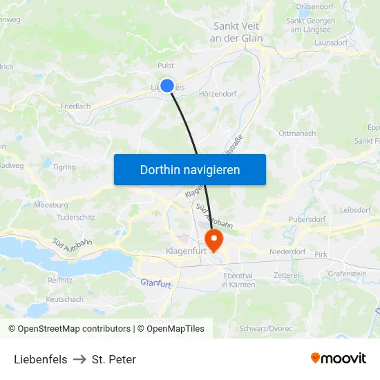 Liebenfels to St. Peter map
