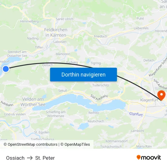 Ossiach to St. Peter map