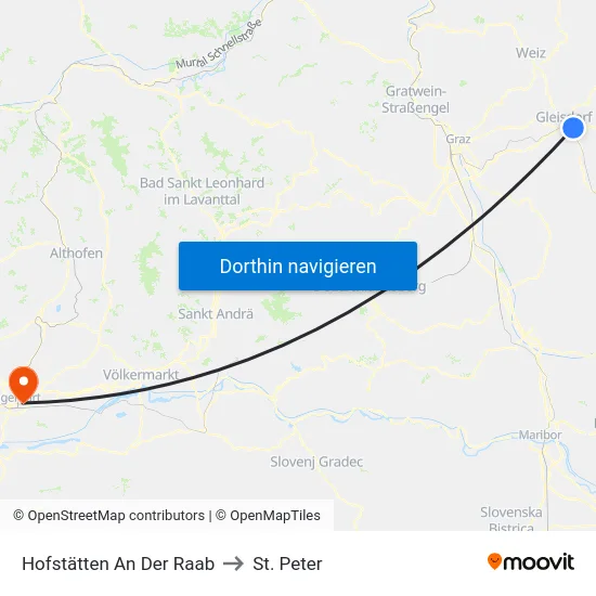 Hofstätten An Der Raab to St. Peter map