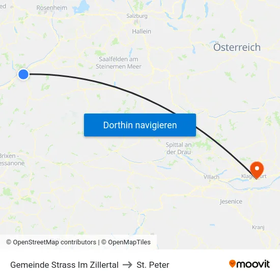 Gemeinde Strass Im Zillertal to St. Peter map