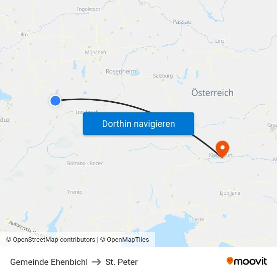 Gemeinde Ehenbichl to St. Peter map