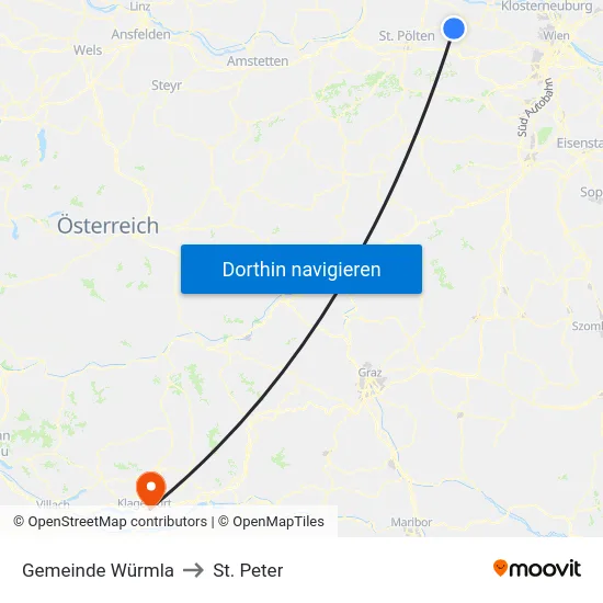 Gemeinde Würmla to St. Peter map
