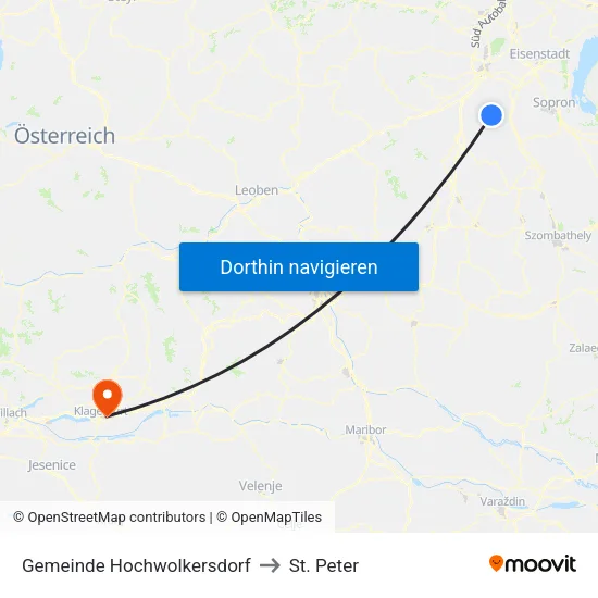 Gemeinde Hochwolkersdorf to St. Peter map