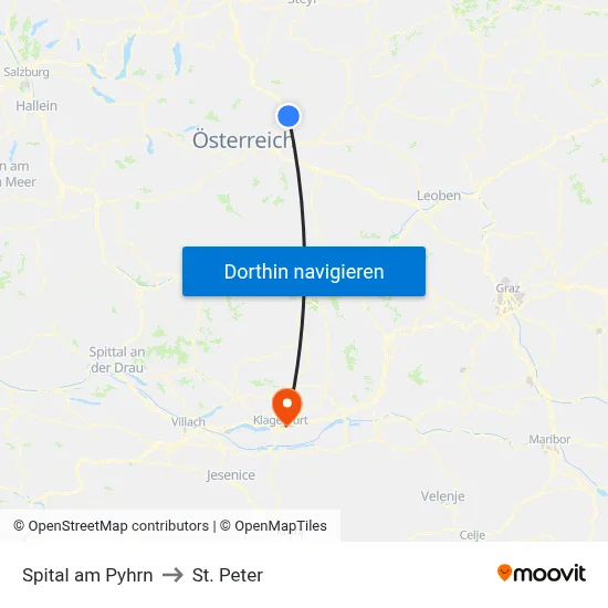 Spital am Pyhrn to St. Peter map
