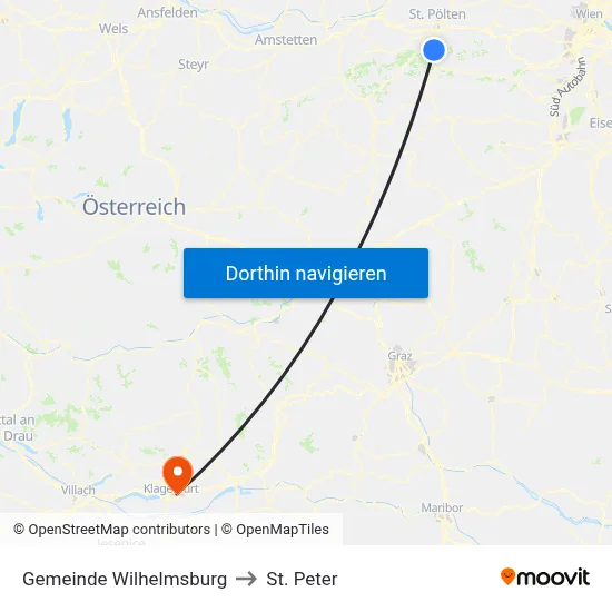 Gemeinde Wilhelmsburg to St. Peter map