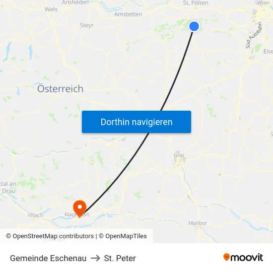 Gemeinde Eschenau to St. Peter map