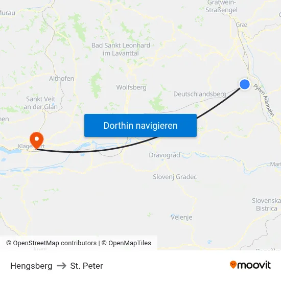 Hengsberg to St. Peter map