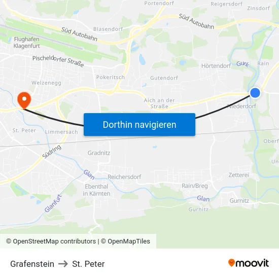 Grafenstein to St. Peter map