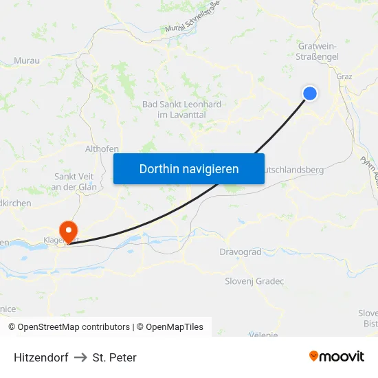 Hitzendorf to St. Peter map