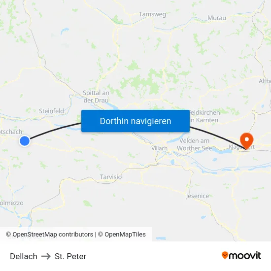 Dellach to St. Peter map