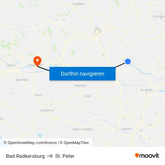 Bad Radkersburg to St. Peter map