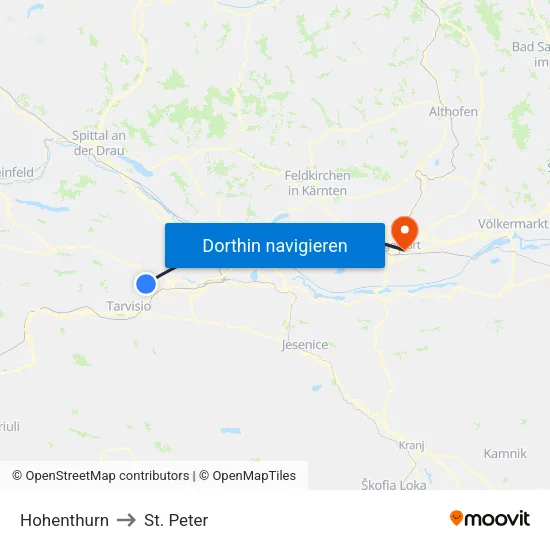 Hohenthurn to St. Peter map