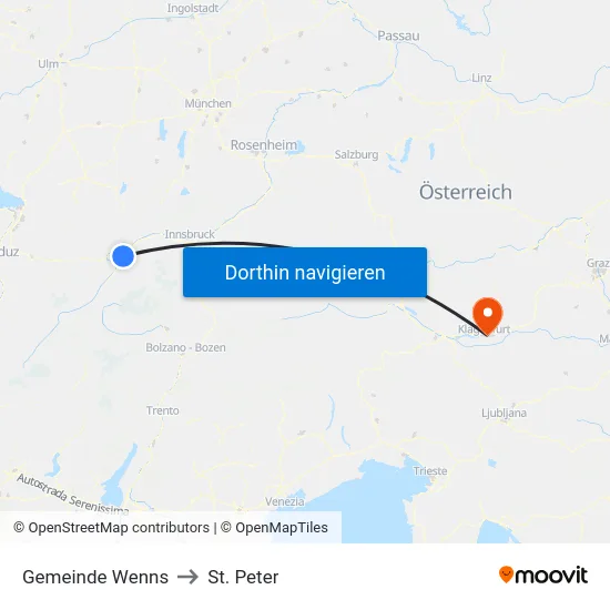 Gemeinde Wenns to St. Peter map