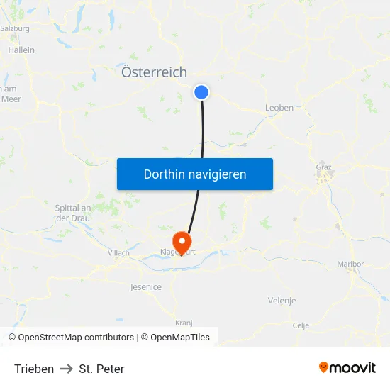 Trieben to St. Peter map
