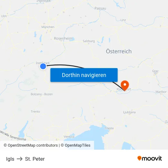 Igls to St. Peter map