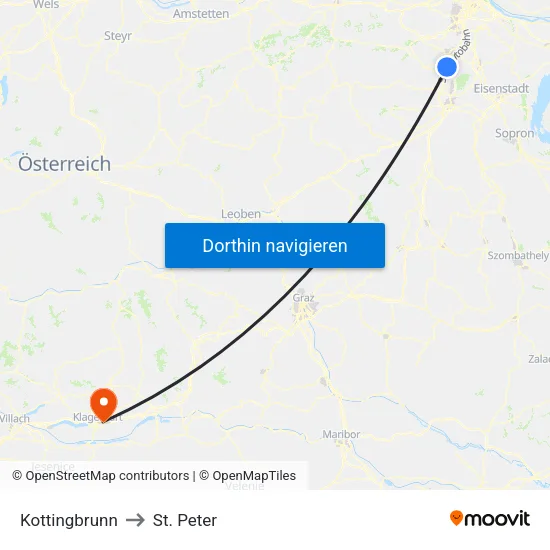 Kottingbrunn to St. Peter map