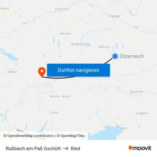 Rußbach am Paß Gschütt to Ried map