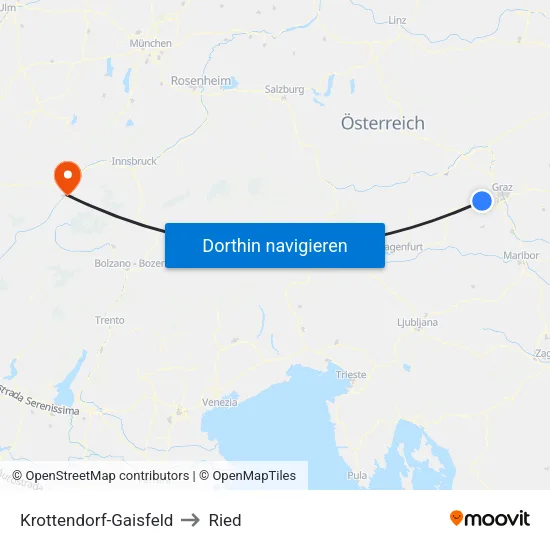 Krottendorf-Gaisfeld to Ried map