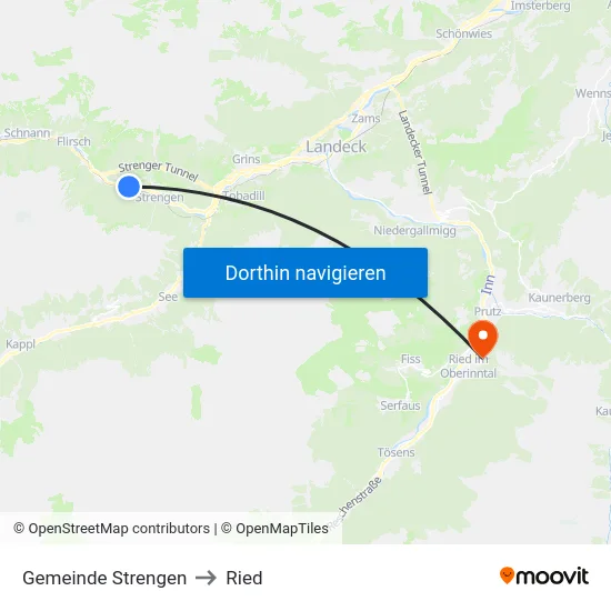 Gemeinde Strengen to Ried map