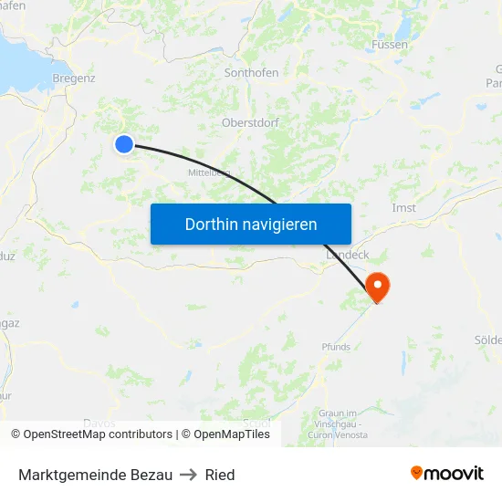 Marktgemeinde Bezau to Ried map